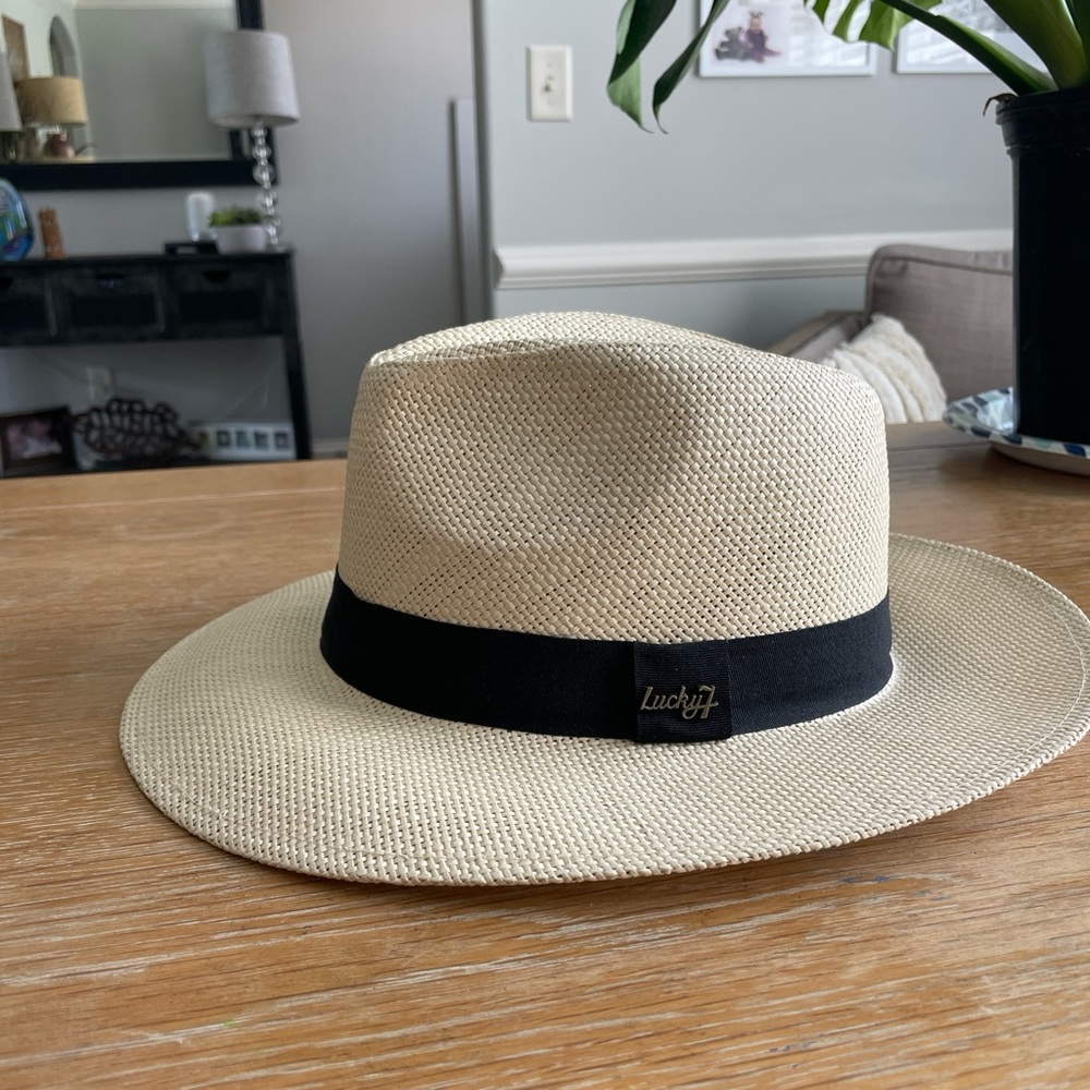 Lucky Brand Beige Fedora with Black Band